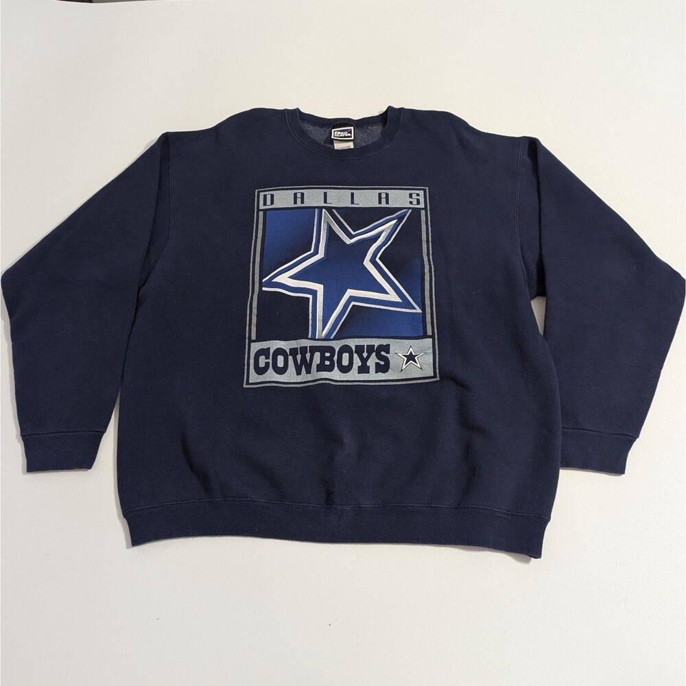 Vintage 90s Pro Player Dallas Cowboys Sweatshirt 2XL XXL Graphic Crewneck Navy